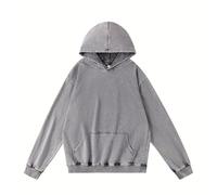 Hollow Knight Silksong Fun Inkjet Printed Vintage Wash Hoodie - Sudadera unisex de algodón sin botones, ropa de calle, gótico, regalo para fanáticos del juego, gris, M