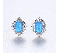 Hollow Pattern Opal Stud For Women Elegant Female Wedding Earrings Jewellery Carving