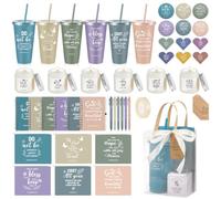 Hollowfly Caja de regalo cristiana de 55 piezas para mujeres, regalos religiosos inspiradores de Pascua con tazas de la Biblia, bolsa de maquillaje, cuaderno para mujeres católicas, regalos del día de
