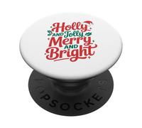 Holly and Jolly Feliz y Brillante Pareja Familiar navideña PopSockets PopGrip Adhesivo