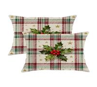 Holly - Fundas de almohada de Navidad, diseño de estrellas festivas de Navidad, color rojo con cremallera oculta, fundas de cojín para sala de estar, dormitorio, loft, oficina, coche, decoración de 20