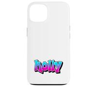 Holly Graffiti Nombre Personalizado Azul Rosa Mujeres Niñas Carcasa para iPhone 13