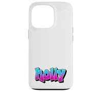 Holly Graffiti Nombre Personalizado Azul Rosa Mujeres Niñas Carcasa para iPhone 13 Pro