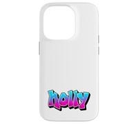 Holly Graffiti Nombre Personalizado Azul Rosa Mujeres Niñas Carcasa para iPhone 14 Pro