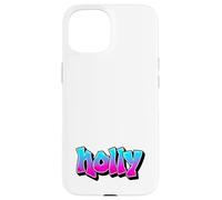 Holly Graffiti Nombre Personalizado Azul Rosa Mujeres Niñas Carcasa para iPhone 15