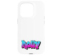 Holly Graffiti Nombre Personalizado Azul Rosa Mujeres Niñas Carcasa para iPhone 15 Pro