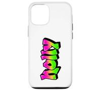 Holly Graffiti Nombre Personalizado Verde Rosa Mujeres Niñas Carcasa para iPhone 12/12 Pro