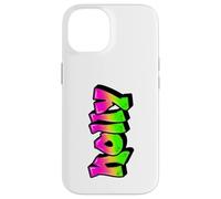 Holly Graffiti Nombre Personalizado Verde Rosa Mujeres Niñas Carcasa para iPhone 14