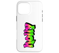 Holly Graffiti Nombre Personalizado Verde Rosa Mujeres Niñas Carcasa para iPhone 16 Pro MAX