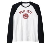 Holly Jolly North Pole Special Delivery with Santa Christmas Camiseta Manga Raglan