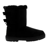 Holly Mujer Twin Bow Tall Classic Fur Impermeable Invierno Rain Nieve Botas - Negro - 40