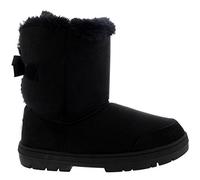 Holly Mujer Un Arco De Piel Clásico De Altura Impermeable Invierno Rain Nieve Botas - Negro - 39