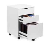 HollyHOME Armario de 3 cajones de madera con ruedas para colgar documentos, color blanco