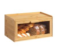 HollyHOME Breadbins - Panera rectangular natural de bambú para cocina, contenedores de almacenamiento de pan, caja de almacenamiento de pan con tapa acrílica transparente, rectangular transparente
