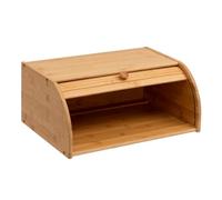 HollyHOME - Caja de pan de madera natural de bambú para cocina, contenedores de almacenamiento de pan con tapa enrollable para encimera, caja de pan natural
