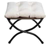 HollyHOME Reposapies Plegable Salon Taburete de Terciopelo con Patas Metal Pequeño Reposapies Sofa Otomano Plegable Jardin Balcon, Beige
