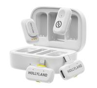 Hollyland Lark A1 Combo - Mini micrófono inalámbrico para iPhone y Android (2 TX + USB-C RX + Lightning RX + Estuche de Carga), micrófono magnético para Youtube, TikTok, podcasts y Vlogs (Blanco)