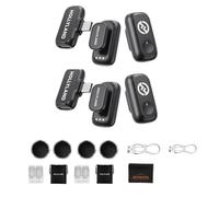 Hollyland Lark A1 Mini Duo - Micrófono Lavalier inalámbrico para teléfonos inteligentes USB-C, 4 transmisores, 2 receptores USB-C, cancelación de ruido, audio de 48 kHz/24 bits