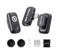 Hollyland Lark A1 Mini Duo - Mini micrófono inalámbrico para iPhone 15/16 y Android (2 TX + USB-C RX), micrófono magnético para Youtube, TikTok, podcasts y Vlogs (Negro, sin Estuche de Carga)