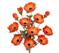 Hollyone 3 amapolas artificiales con tallo de 28 pulgadas de largo, flores y capullos falsos naranjas, flores de seda sintética para decoración del día de recuerdo, tumbas, decoración del hogar,
