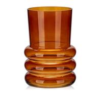Hollyone Jarrón de cristal ámbar de 18 cm para flores, moderno jarrón de cristal para decoración del hogar, jarrón decorativo para bodas, chimenea, fiesta, mesa, centro de mesa, estante, sala de