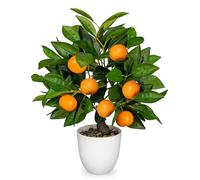 Hollyone Planta Artificial de Naranja de 40 CM en Maceta, Planta en Maceta Falsa Plantas Decorativas de Imitación, Pequeño Árbol de Naranja Sintético para Dormitorio, Sala de Estar, Baño, Escritorio