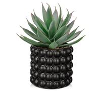 Hollyone Suculentas Falsas en Maceta de Burbujas Negra, Agave Artificial Esmerilado Shaka Zulu, Plantas Artificiales Artificiales para decoración del hogar, Escritorio de Oficina, alféizar de Ventana