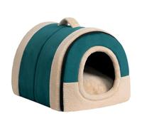 Hollypet Cama para Gatos Cama para Perros Pequeños, Camas para Mascotas Plegables 2 en 1 para Gatos y Perros Pequeños, Cueva para Gatos de Terciopelo de Cristal Interior Exterior, Verde