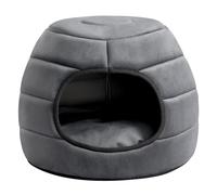 Hollypet Cama para Gatos de Terciopelo Coral, Cama Plegable 2 en 1 para Gatos y Perros pequeños, Gris Oscuro, S