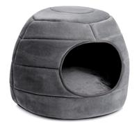 Hollypet Cama para gatos y perros pequeños, cama plegable 2 en 1 para mascotas, cálido y suave terciopelo coral para gatos y perros pequeños, gris oscuro, L