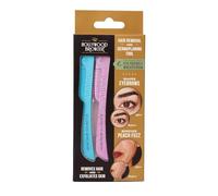 Hollywood Browzer Herramienta de dermaplaning para cara, modelado de cejas, eliminación del vello no deseado, herramienta exfoliante para mujeres (ópalo azul y cuarzo rosa)