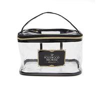 Hollywood Browzer Neceser Clásico de Maquillaje en Cuero Vegano, Estilo Retro Años 50, Negro, Amplio Espacio para Cosméticos y Belleza, Interior Impermeable, Fácil de Limpiar (Transparente)