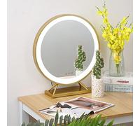 Hollywood Touch - Espejo de maquillaje con luces, espejo redondo retroiluminado Vani de 23 pulgadas para vestidor y dormitorio, espejo de mesa LED de escritorio con base cuadrada Slish