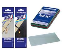 Holmenkol - Juego avanzado de reparación de revestimientos de esquí y snowboard, mejora, neumáticos de mejora, hoja de nirosta, almohadillas de lijado