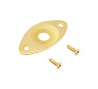 Holmer Placa de enchufe para gato de guitarra, curvada, empotrada, ovalada, estilo de fútbol, compatible con piezas de guitarra o bajo Les Paul Ibanez Jackson con tornillos, dorados.