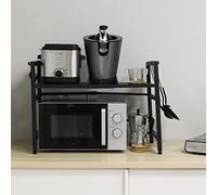 HOLMIOS Soporte para Microondas Extensible | Estante Organizador para Encimera | Multiusos | hasta 20kg | Estable y Antideslizante | 2 Niveles | Color Negro