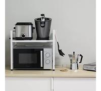 HOLMIOS Soporte para Microondas Extensible | Estante Organizador para Encimera | Multiusos | hasta 20kg | Estable y Antideslizante | 2 Niveles | Color Blanco