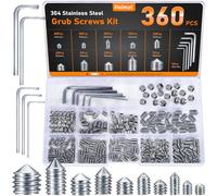 HOLMOL Juego de 360 tornillos prisioneros de punta cónica, acero inoxidable, tornillos prisioneros hexagonales con 5 llaves inglesas, M3/M4/M5/M6/M8, manija de puerta para reparaciones