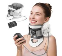 Holniva Dispositivo de tracción cervical para cuello, tensor de revivencia de cuello, soporte curvado extraíble de 20°, tracción dinámica 3D y soporte de 8 bolsas de aire, collar de soporte cervical