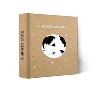 Holoary Álbum de fotos de 4 x 6 pulgadas, 200 fotos por página, 200 bolsillos, 4 x 6 pulgadas con espacio para escribir, cubierta de papel kraft, diseño de mapa del mundo, aventura, vacaciones, viajes