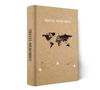 Holoary Álbum de fotos de 4 x 6 pulgadas, 300 fotos por página, 300 bolsillos de 4 x 6 pulgadas con espacio para escribir, cubierta de papel kraft, diseño de mapa del mundo, aventura, vacaciones,