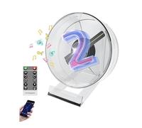 Holograma 3D, Ventilador holográfico estéreo 3D de Dos aspas con diseño de Ojo pequeño, Conectado a WiFi, Panel de 11 cm, tamaño pequeño for Escritorio.