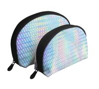 Holograma Colorido del Color del Arco Iris holográfico, Bolsa de Maquillaje de Concha, Monedero pequeño para Mujer, Bolsa de artículos de tocador, Bolsa de cosméticos, 2 Piezas