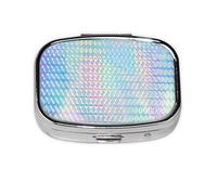 Holograma colorido del color del arco iris holográfico, Pastillero cuadrado para bolsillo o monedero, pequeño contenedor de pastillas, organizador de pastillas de viaje