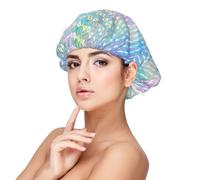 Holograma de colores del arco iris colorido holográfico,Gorro de dormir de satén para adultos - Gorro de dormir elástico para mujer, cubrecabello nocturno