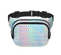 Holograma de Colores del Arco Iris Colorido holográfico,Riñonera Cuadrada de Doble Capa, Bolso de Viaje, Bolso Informal para el Pecho.