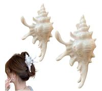 Holographic Conch Shape Hair Claws,Colorful Conch Hair Clips For Women, Non Slip Strong Hold Hair Barrette,Fashion Beach Holiday Hair Accessories (2pcs white, 13x7cm/5.12x2.76in)