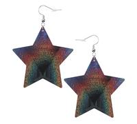 Holographic Dreams - Pendientes de moda para mujer, aretes colgantes celestiales, joyería en forma de estrella para una versatilidad, One Size, Cuero