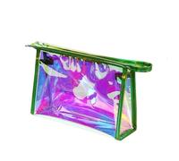 Holographic PVC Cosmetic Makeup Bag Waterproof Travel Toiletry Organizer Pouch Large Capacity Portable Storage(Green)