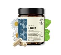 Holos Nutrition Night Support | Suplemento Natural para Dormir con Magnesio, Melisa, Lúpulo y Manzanilla | Relájate y Descansa de Verdad | 60 Cápsulas Veganas